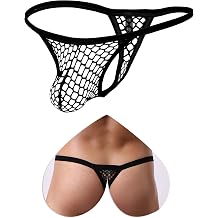 ohyeahlady Men's Fishnet G-String Thong Underwear Sexy Hollow Out Briefs Breathable T-back S-XL
