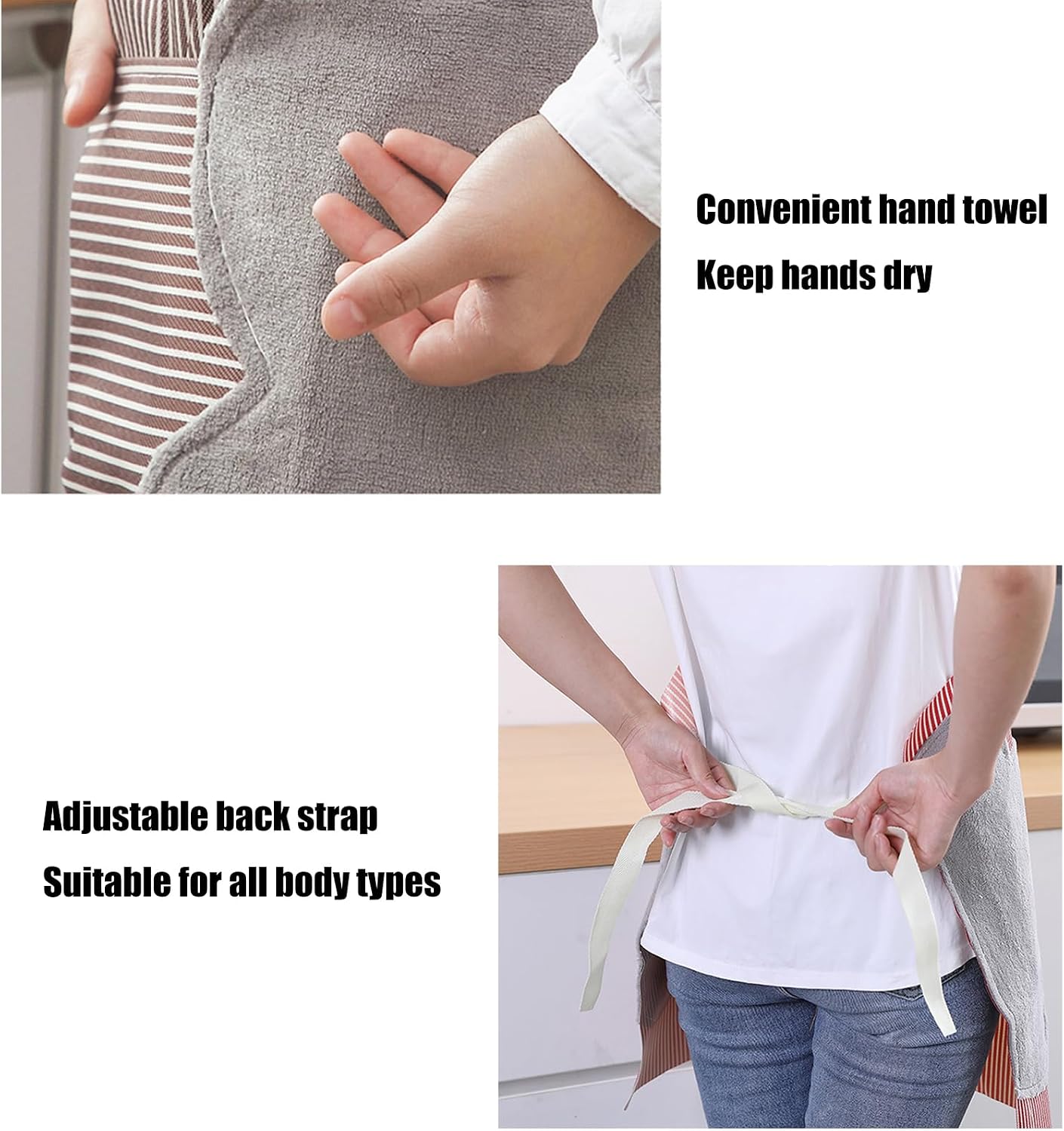 gardening aprons, Women Kitchen Apron with Hand Wipe Towels, Big Pocket, Hand-Wiping, Waterproof 3pcs