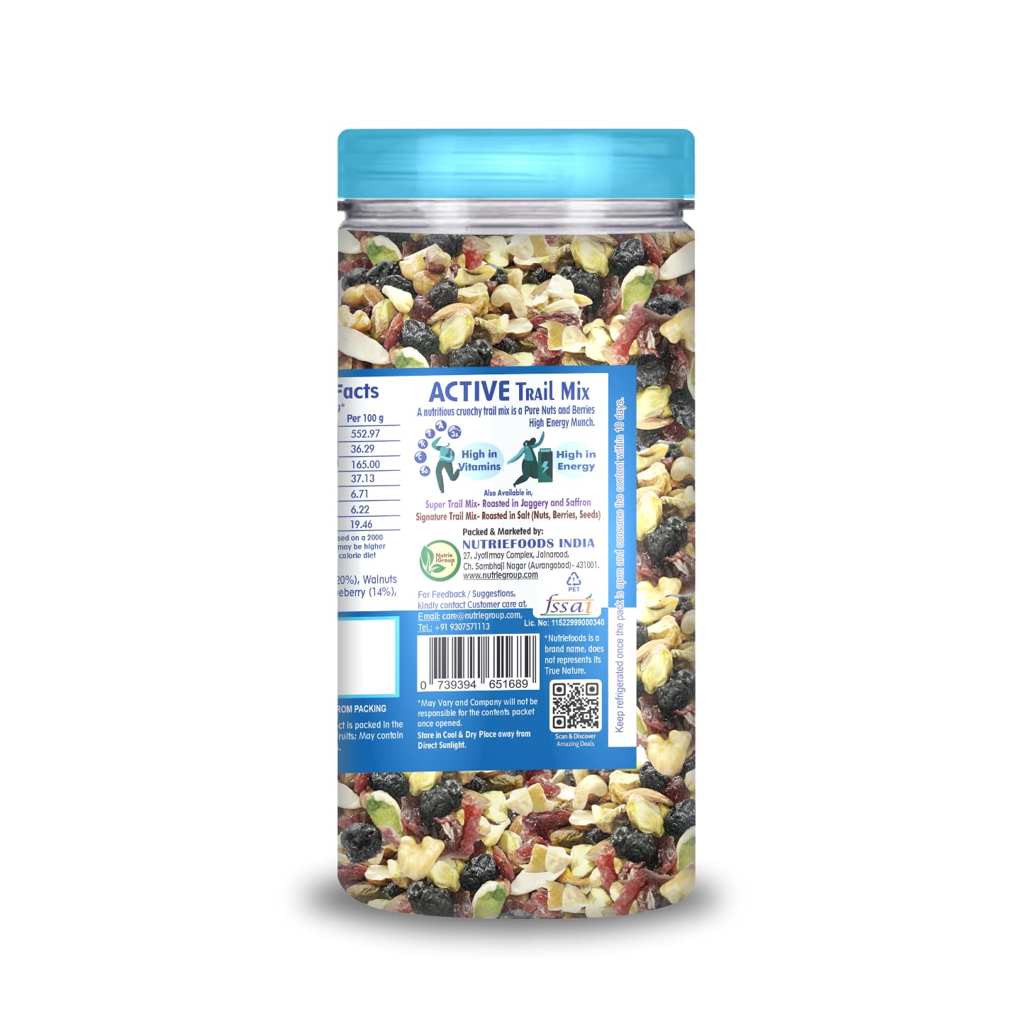Nutriefoods Active Trail Mix (Premium Dryfruit Mix), Almonds, Walnuts, Pistachio, Cashews, Blended With Cranberry & Blueberry, 100% Unprocessed and Pure (150gm) 2