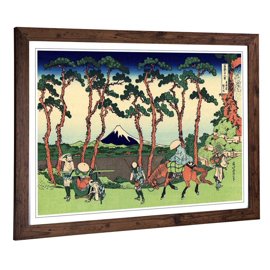 Big Box Art Framed Print of Hokusai Japanese Oriental Hodogaya Design | Wall Art Picture | Home Decor for Kitchen, Living Room, Bedroom, Hallway, Walnut, A2 / 24.5x18 Inch / 62x45cm