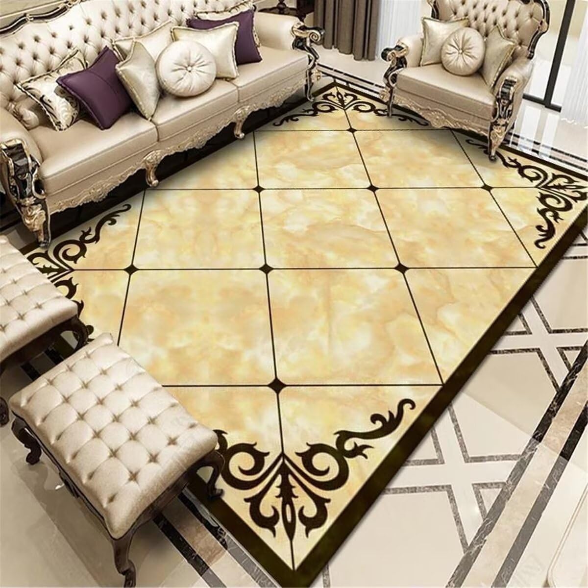 Tapis de lit personnalisable floral jaune pour isoler et adoucir le sol