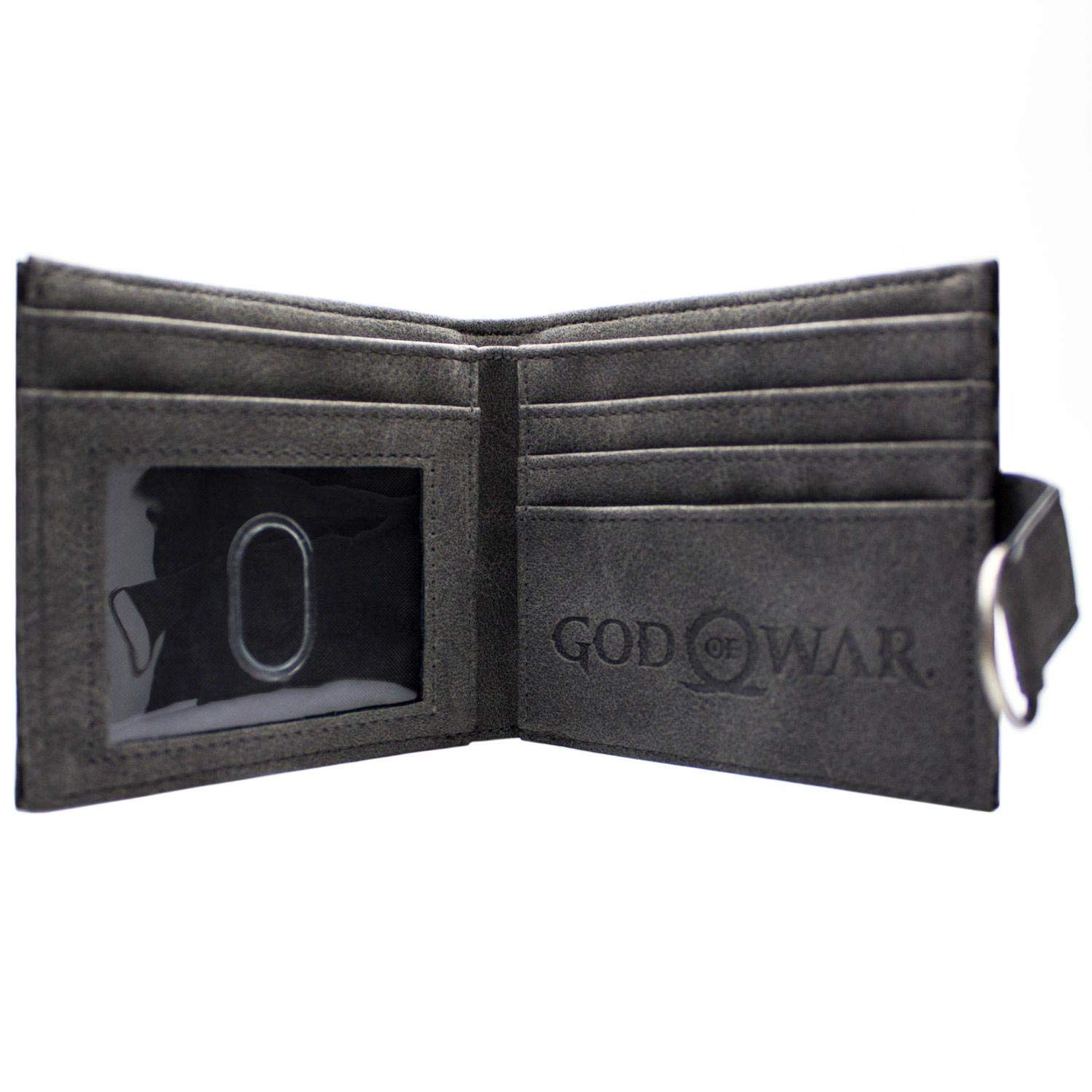 God of War Omega Rune Emblema Metallico Portafoglio/Portamonete Bi-Fold ID & Porta Carte, Nero