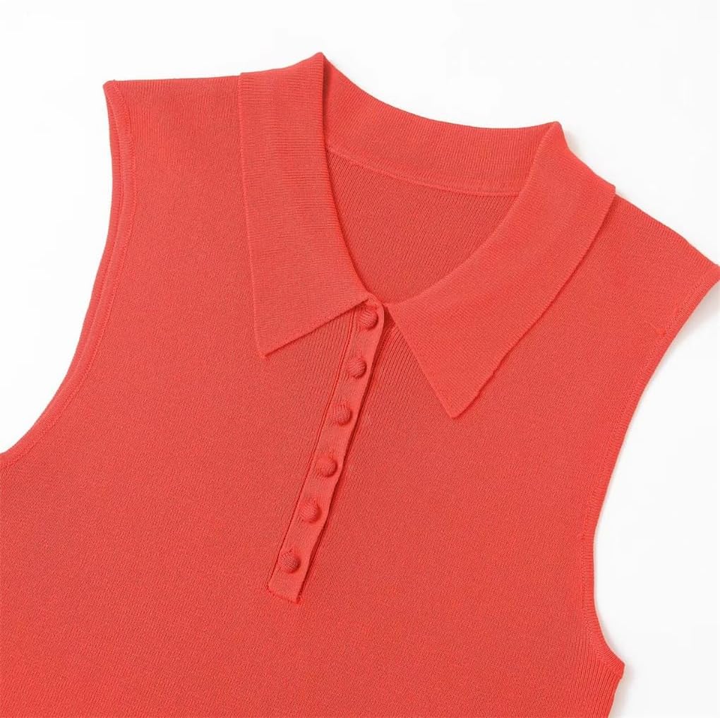 Women's Side Stripe Knit V-Neck Single Breasted Ribbed Vest