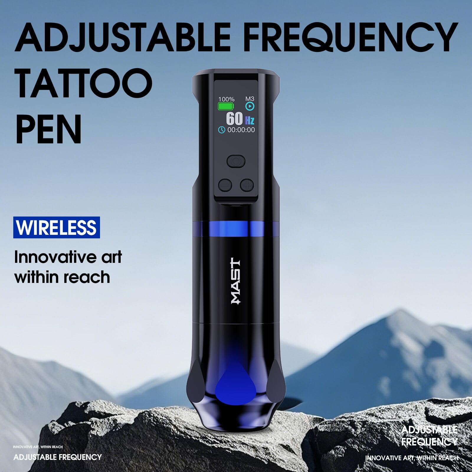Mast Hertz máquina tatuaje Wireless Tattoo Pen Machine Rotary Tattoo Gun Adjustable Frequency 3HZ-150HZ Brushless Motor 3.5mm Stroke 1800mAh Battery LCD Display for Tattoo Artists