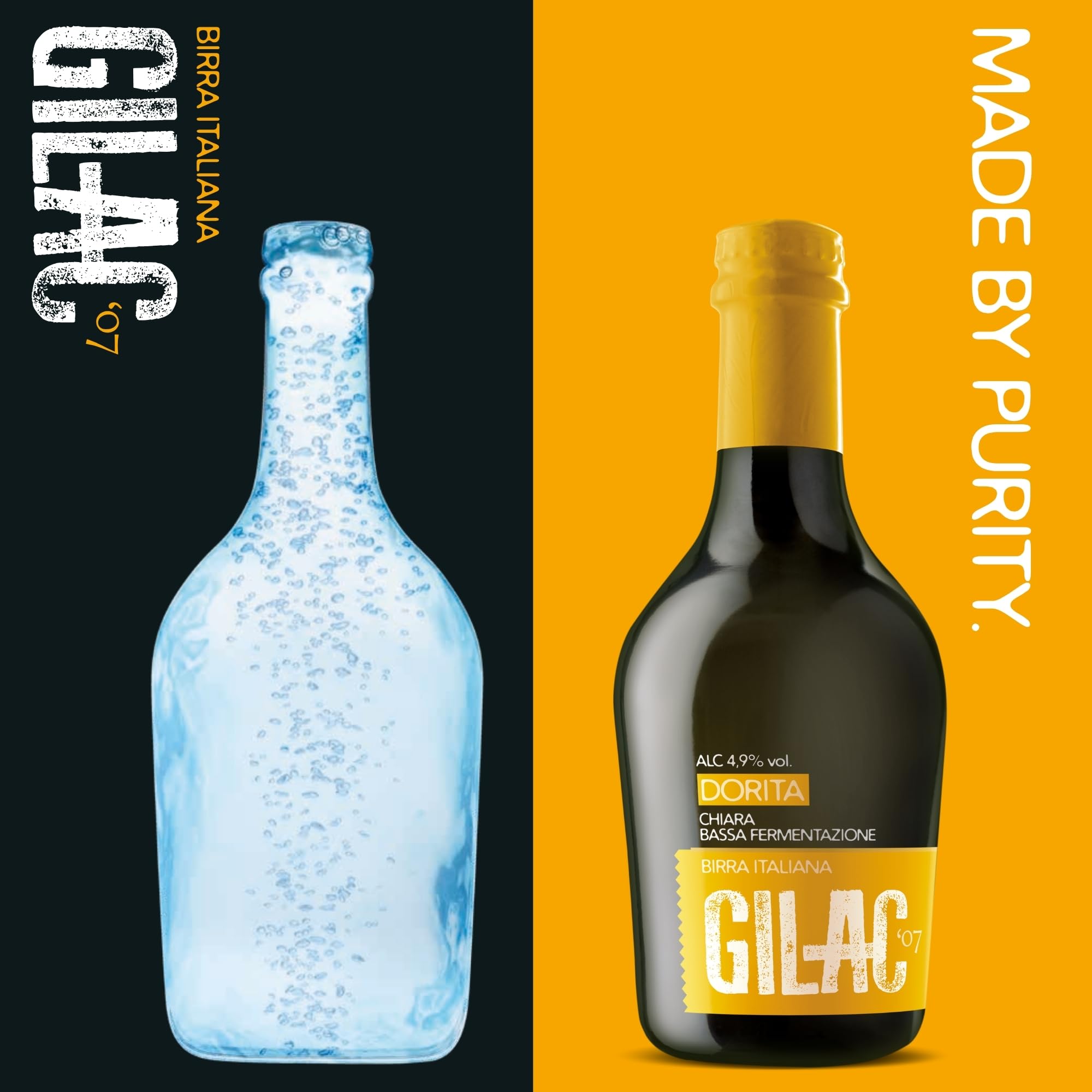GILAC DORITA PILSNER - Birra artigianale Chiara 15 Bottiglie da 33cl - Birra artigianale Italiana Non Filtrata e Non Pastorizzata, Birre artigianali confezioni regalo - Gradazione Alcolica 4.9% Vol
