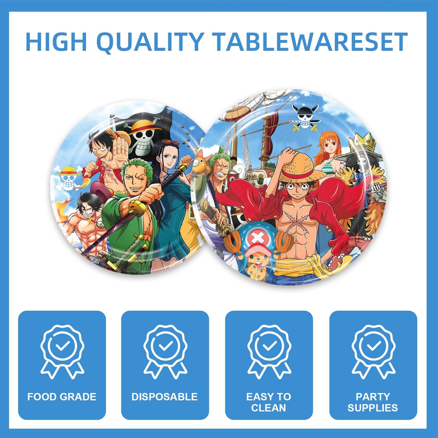 141pcs One Piece Birthday Tableware Decorations Party Plates Cups Soccer Theme Napkins One Piece Party Decoration