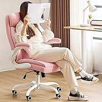 Vista 7 de Silla de oficina de cuero, silla de escritorio para computadora con soporte lumbar, ajuste de altura, cómodas sillas de tareas excutivas 400 libras