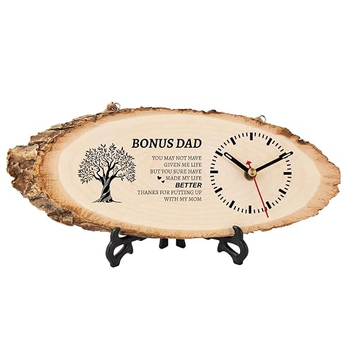 BeauGift Step Dad Gifts, Wooden Clock Birthday Gifts for Stepdad