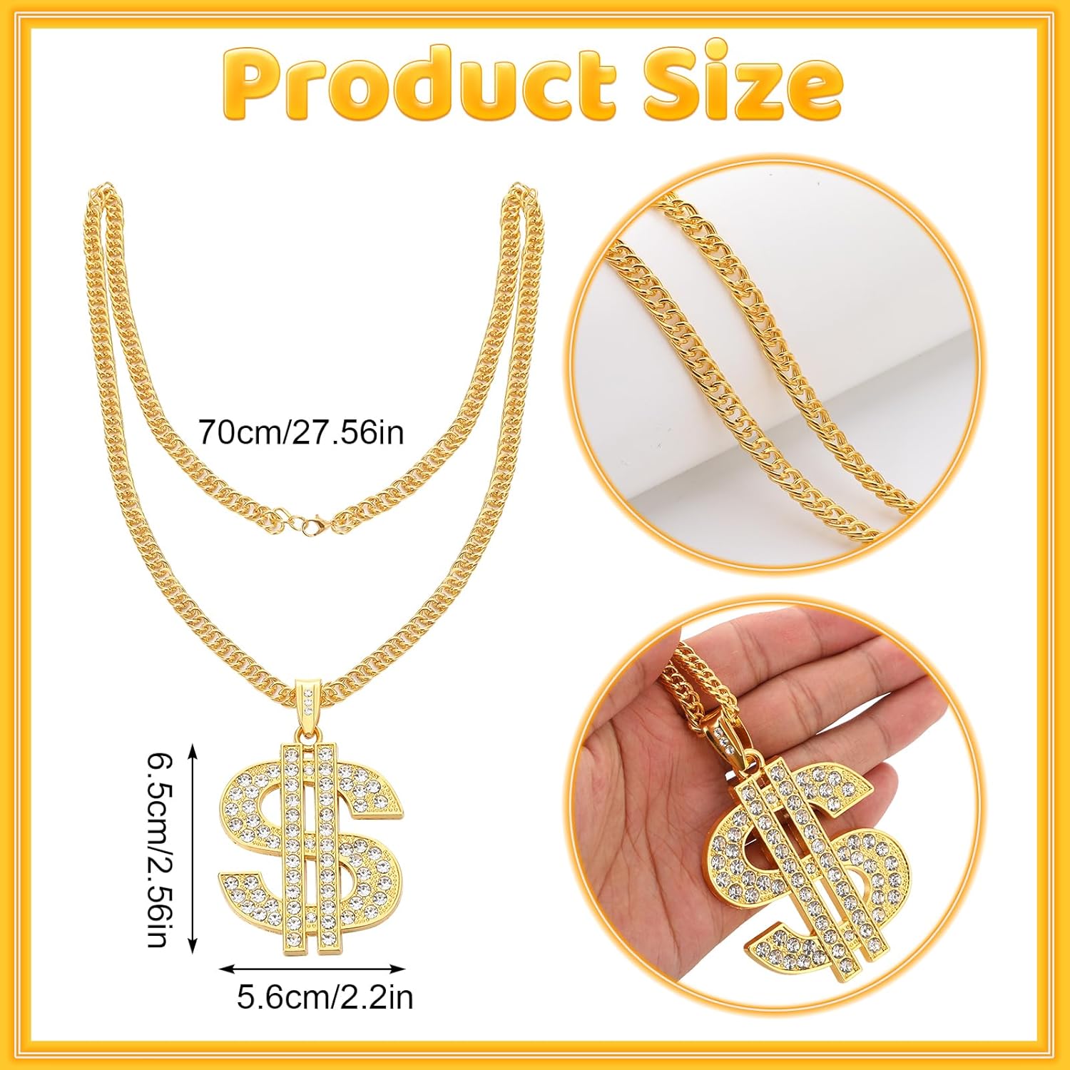 8 Pcs Hip Hop Costumes Kit 80s 90s Rapper Accessories Including Sunglasses Necklace Hat Pens for Men Women Rapper Themed Party - Image 2