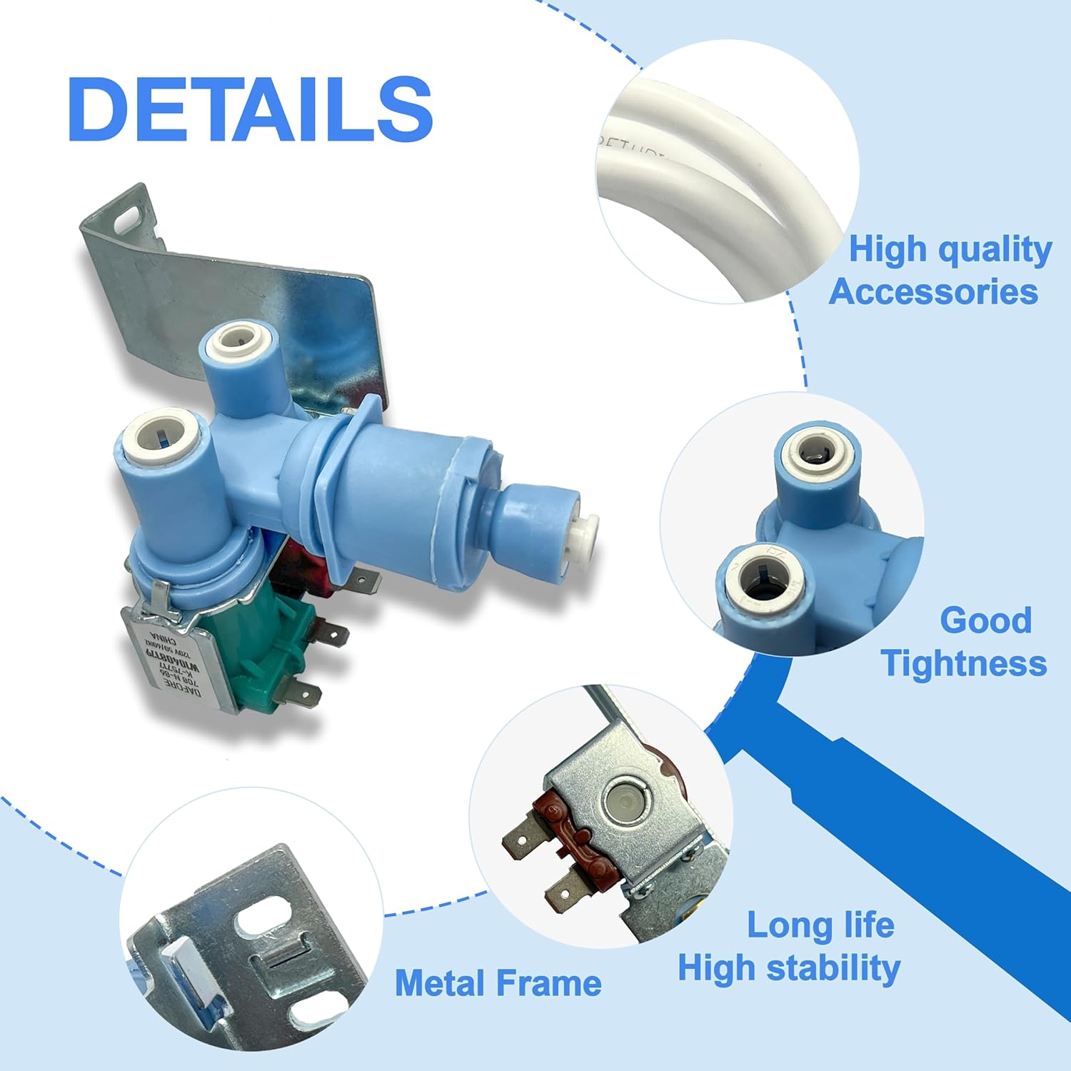 Upgraded W10408179 W10179146 Refrigerator Water Inlet Valve Compatible with Whirlpool Kenmore KitchenAid Maytag IKEA,Replacement For IMV708 W10408179VP 2188746 2186486 2315534 2304757 2205762 2188708