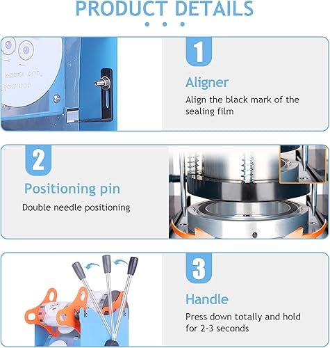 Miniatura 4 de JIAWANSHUN Máquina de sellado manual de tazas 300-500 tazashora sellador eléctrico de tazas para 7.087 in de alto y 3.740 in taza 110 V