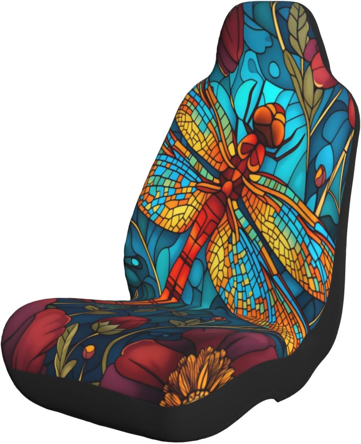 Retro Dragonfly Floral Car Seat Covers Universal Auto Seat Cushion Protector Automotive Interior Decoration for Cars SUV Truck Sedan