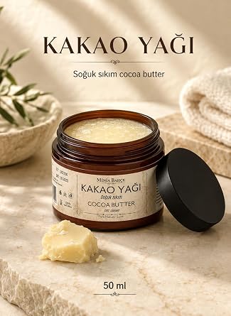 Minia Bahçe Bitki Sanat Atölyesi SOĞUK SIKIM KAKAO YAĞI%100 DOĞAL & SAF 50 ml