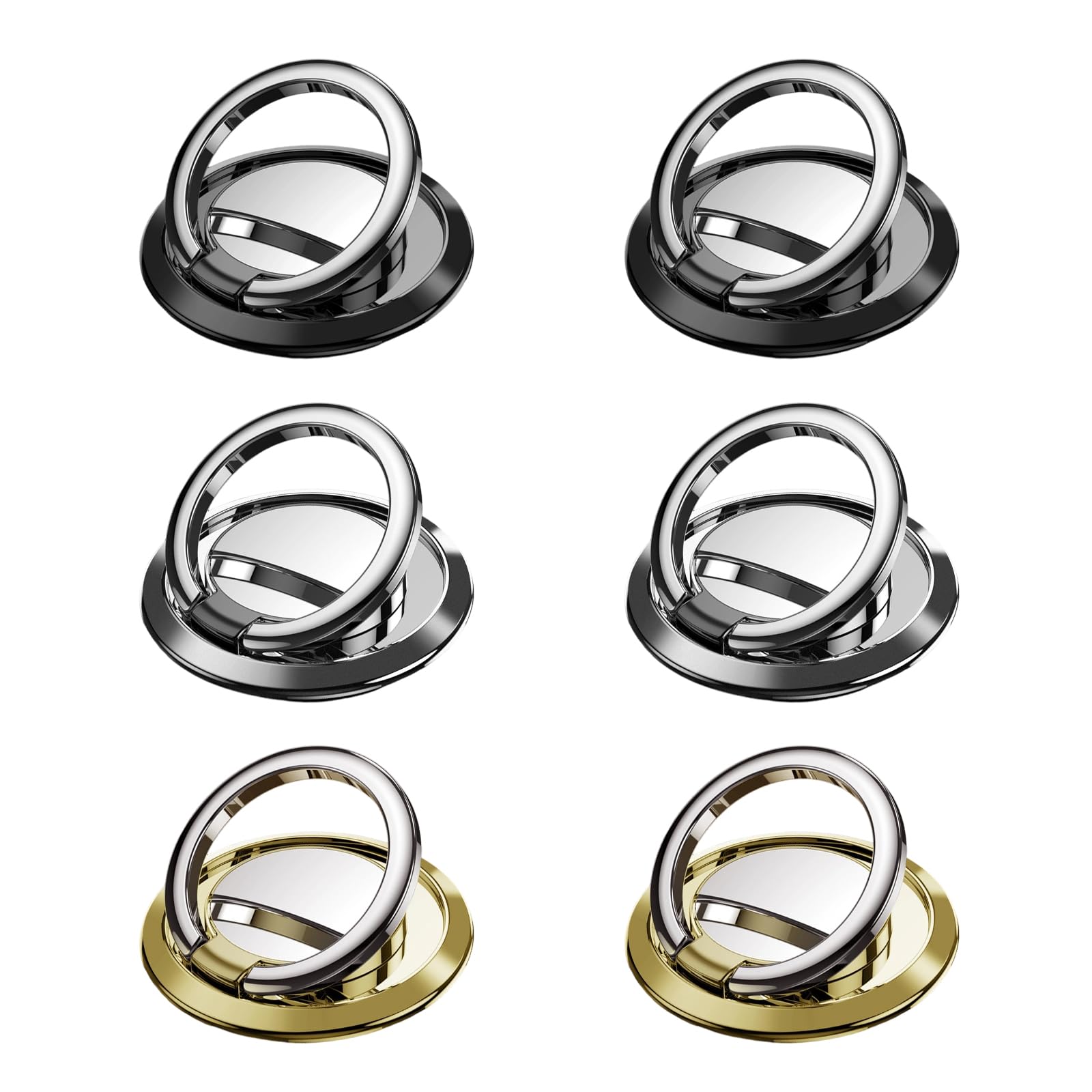 6 supporti ad anello per cellulare (3 colori: 2 pezzi), girevole a 360° e apribile a 180°, ultra sottile senza magnete, impugnatura universale e supporto