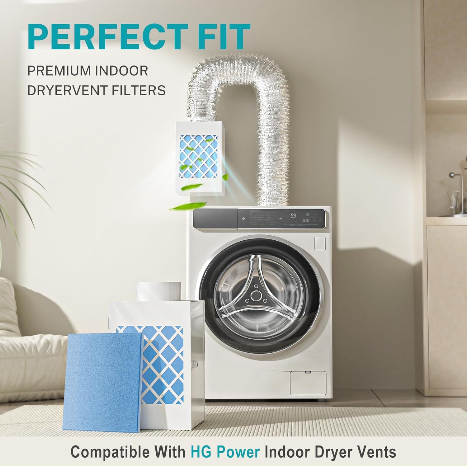 Indoor Dryer Vent Kit,10 Pack Dryer Filter ReplacementMetal Dryer Vent Box, Indoor Dryer Vent for Electric Dryer, Space Saver Dryer Vent Kit with Polyester Filters, Dryer Vent Hose