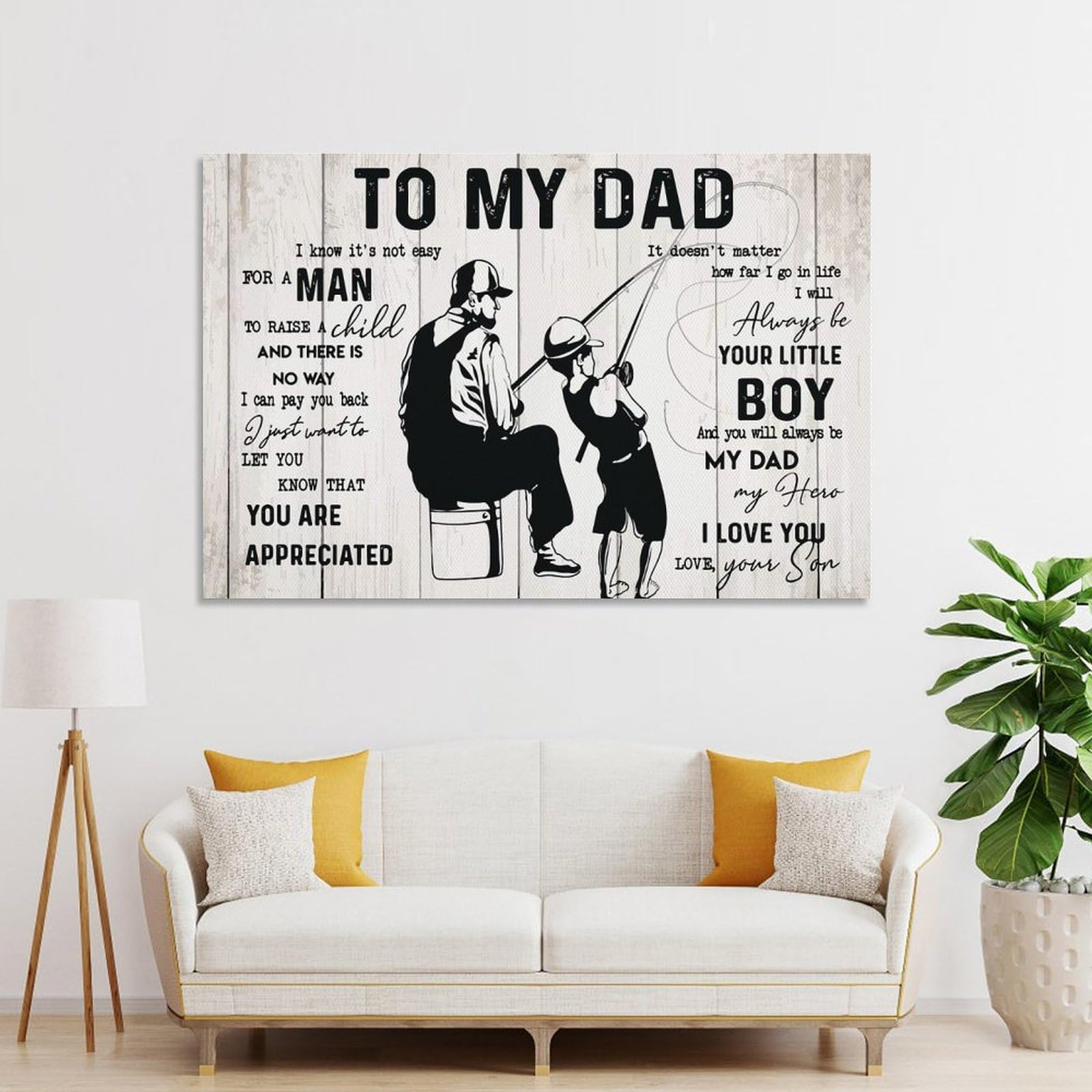 Junmoney Father And Son Fishing Hanging Wall Art, 20x30inch(50x75cm), for Entryway, Lounge Links Or Small Walls, Home Artwork for First Impressions