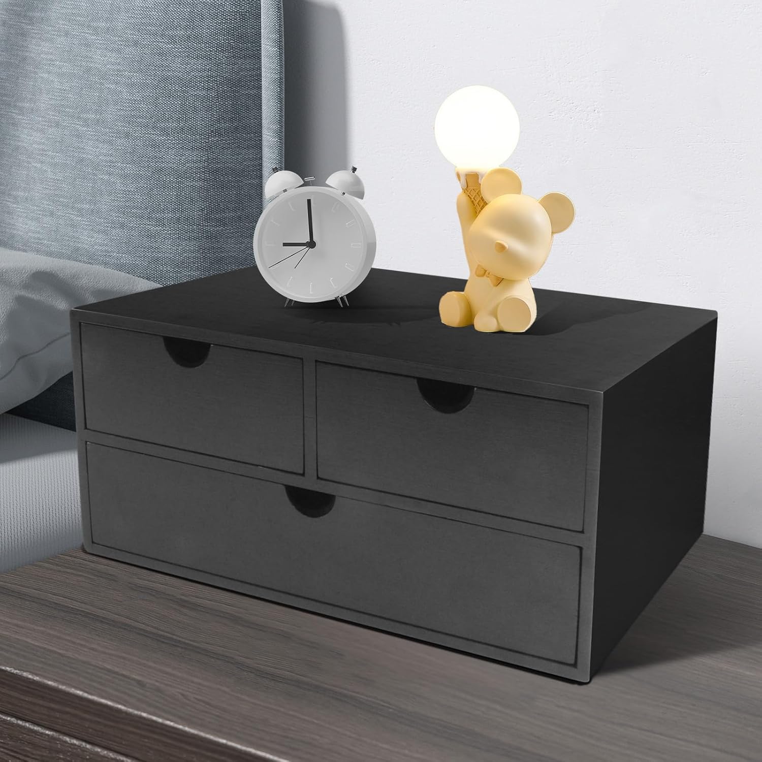 Charmewooden Desk Organizer with Drawers Countertop Drawer Organizer Drawers for Desk Top Home Office Workspace Bathroom Toiletries Supplies (black)