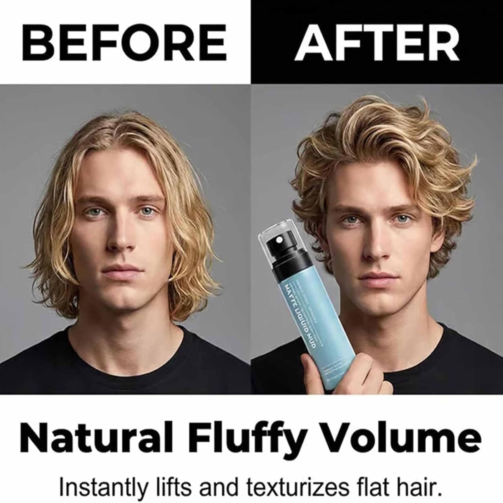 Fango Spray per Capelli Styling Opaco ad Asciugatura Rapida da Uomo, Spray Testurizzante per Capelli a Tenuta Forte, Fango Liquido Opaco, Spray dalla Texture Volumizzante Leggera (3pcs)