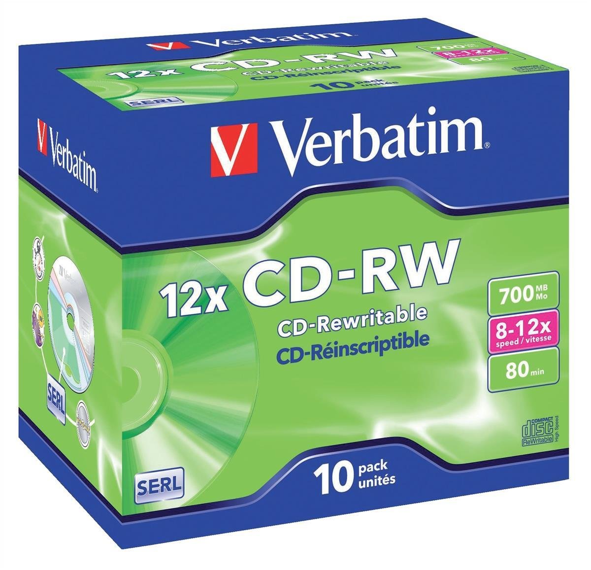 Best Price Square VERBATIM CD-RW 80MIN 10X Jewel 10 43148 by VERBATIM