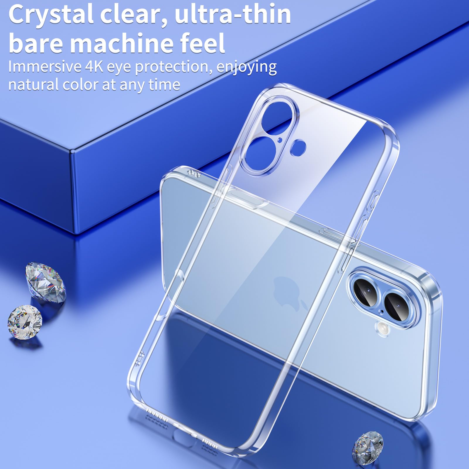 Phoona Cover per iPhone 17 Custodia con 2 Pezzi Pellicola Vetro Temperato,Ultra Sottile Trasparente Silicone Protettiva Case per iPhone 17 Sottile Morbida Antiurto Cover