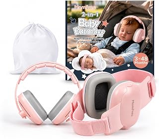 2-in-1 Baby Ear Muffs for Sound Reduction, Hearing Protection for Airplane, Fireworks, Soft & Comfort Noise Cancelling Headphones with Adjustable Headband for Babies and Toddlers(3-48 Months)