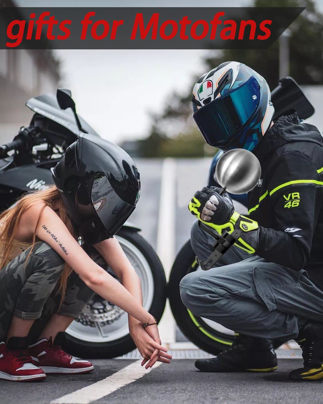 Motorrad Helmhalterung Wandmontage - Aluminium Doppelhaken