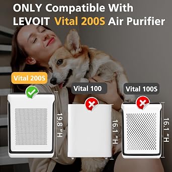 Vital 200S Replacement Filter for LEVOIT Vital 200S Vital 200S-P Air Purifier, High-Efficiency Activated Carbon, Vital 200S-RF, LRF-V201-WUS, 2 Pack, White