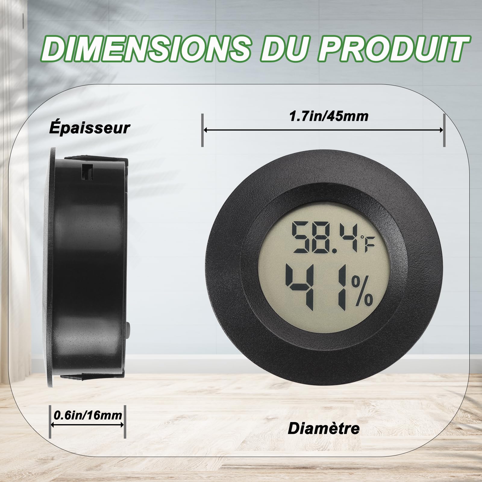 Thermomètre hygromètre numérique intérieur extérieur pour serre reptile cave lot de 2