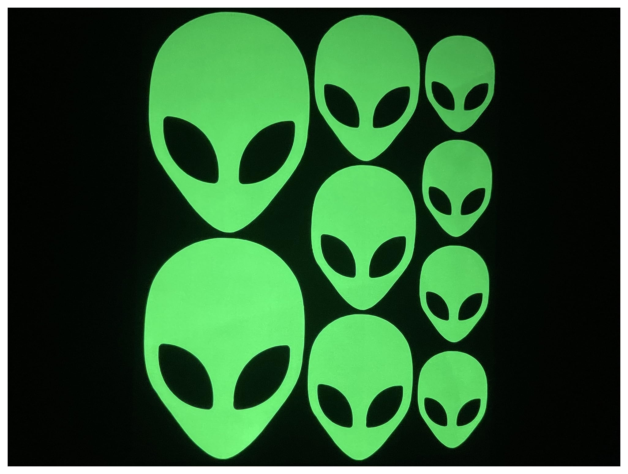 Whamhead Glow in The Dark Alien Head (Assorted) Self Adhesive Vinyl Wall Stickers