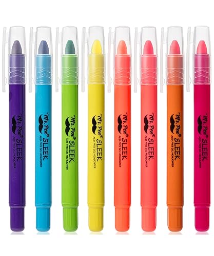 Mr. Pen No Bleed Gel Highlighter, Bible Highlighters, Assorted Colors, Pack of 8