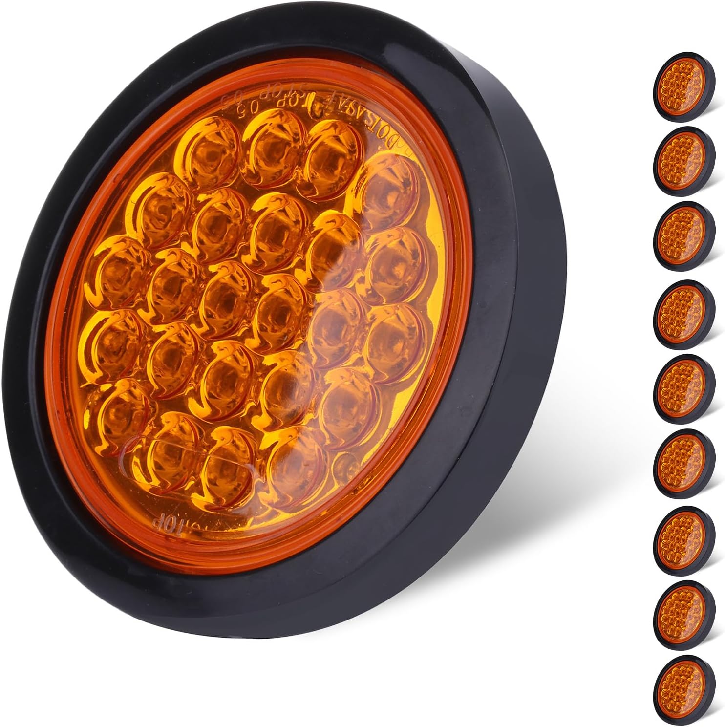 10x 4" Round Amber LED Trailer Tail Light 4 Inch Round Led Stop Turn Tail Lights Brake Brake Trailer Lights Amber Turn Signal Light for RV Trucks Rubber Grommets