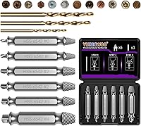 Vista 1 de Juego de 9 extractores de tornillos dañados, modelo mejorado HSS 6542, herramienta de extracción de tornillos de agarre de tornillo, herramientas