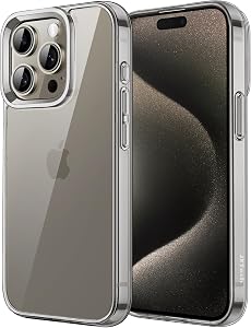 JETech Case for iPhone 15 Pro 6.1-Inch, Non-Yellowing Shockproof Phone Bumper Cover, Anti-Scratch Clear Back (Natural Titanium)