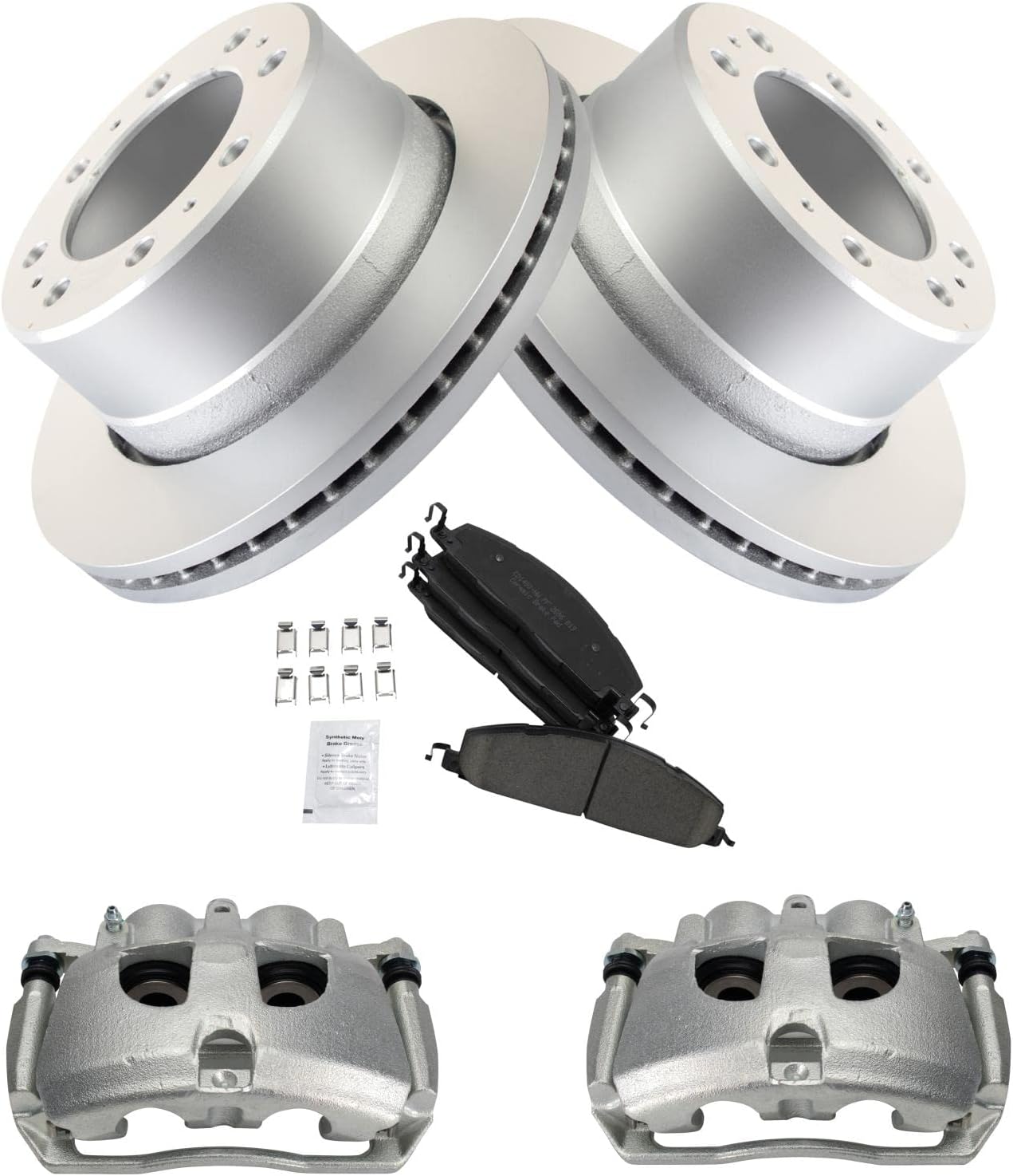 TRQ Rear Brake Pad & Rotor Kit Premium G-Coated Ceramic Compatible with 2009-2010 Dodge Ram 2500 Ram 3500 2012 Ram 1500 2011-2018 2500 3500