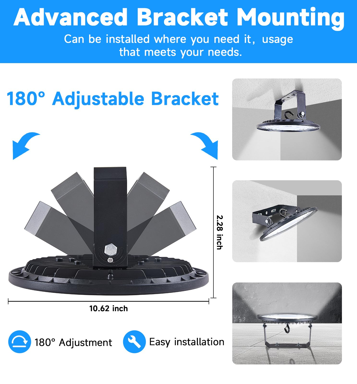 UFO LED High Bay Light 150W 25500LM Led Shop Lights with 5ft Cord U Bracket for Warehouse Workshop — view 3