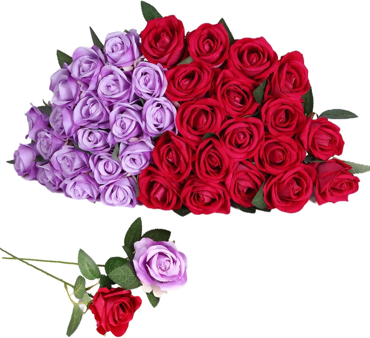 40 PCS Artificial Flowers Fake Roses with Long Stem Realistic Artificial Flowers Bulk for Halloween Wedding Party Home Kitchen Decor (Black+Gold)