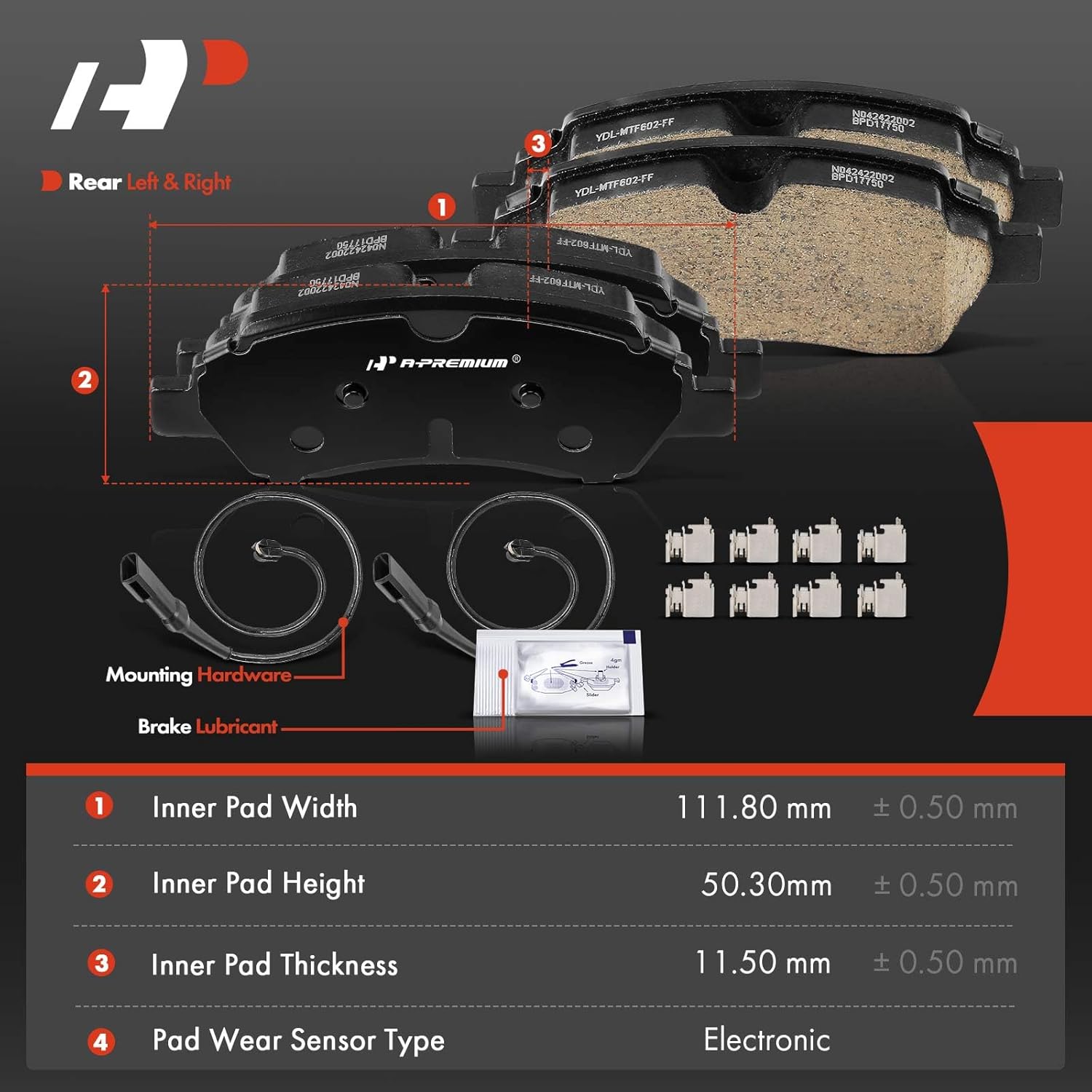 A-Premium Front and Rear Ceramic Brake Pads Set Compatible with Ford Models - Transit-150 2015-2019, Transit-250 2015-2019, Transit-350 2015-2019, Transit-350 HD 2015-2019, 8-Pack