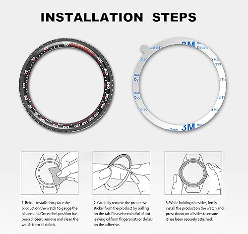 Miniatura 4 de BAIHUIAM Biseles compatibles con Galaxy Watch 5 Pro de 1.772 pulgadas, anillo de bisel de acero inoxidable, marco adhesivo antiarañazos, accesorio
