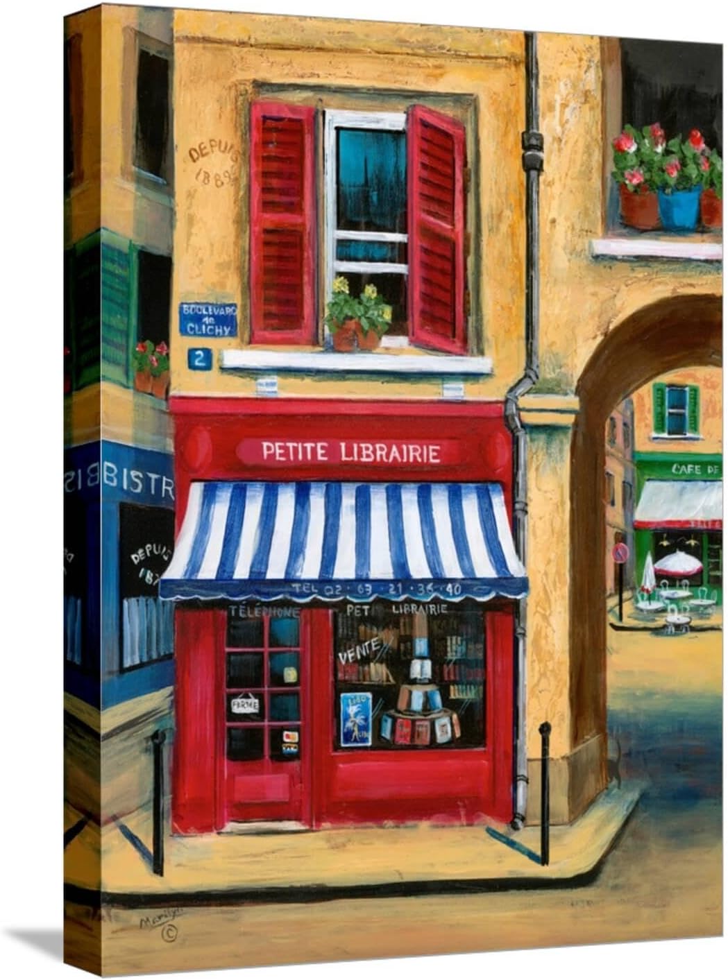 ART.COM Stretched Canvas Print The Little French Book Store by Marilyn Dunlap, 12" x 16"