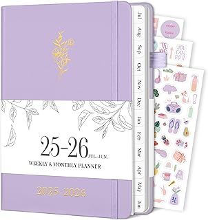 Planner 2025-2026, Weekly and Monthly Planner with Tabs from Jul 2025 - Jun 2026, Academic Planner with Date, A5 Hardcover...