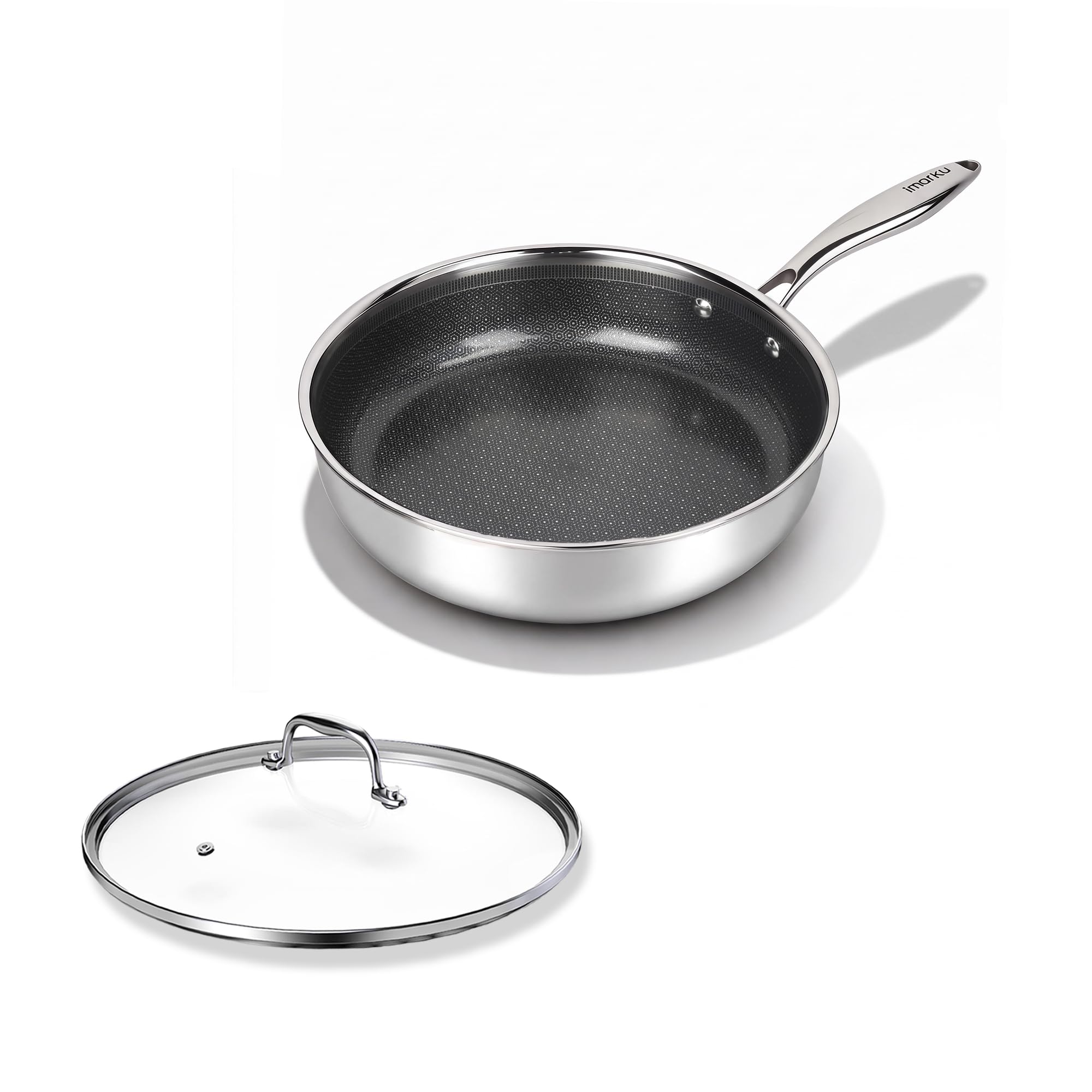 imarku 8-Inch Non Stick Frying Pan with Lid, 2-Quart Skillet for Omelette