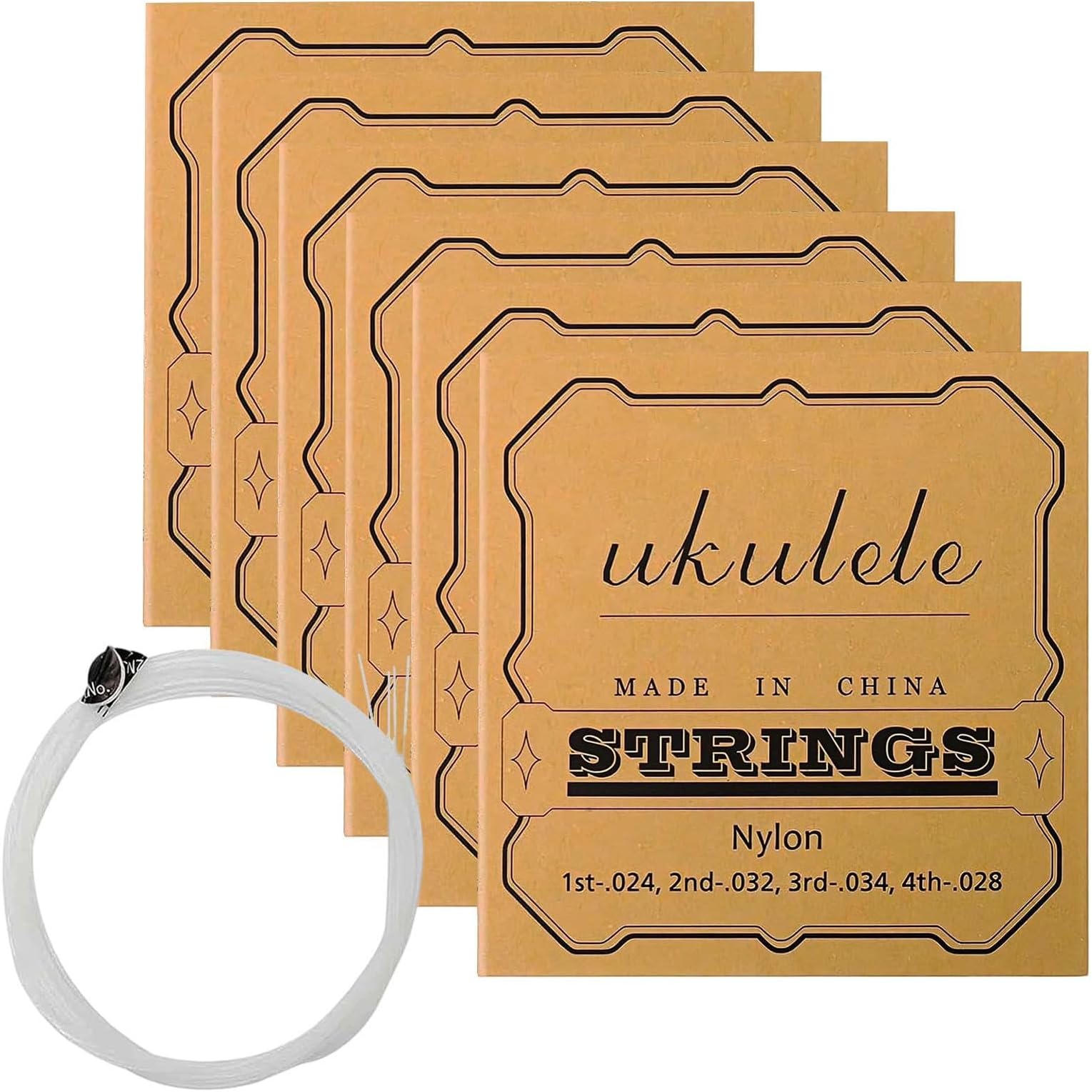 Ukulele Strings - Nylon, 3.94 Inches, Felt Picks, Smooth | Ukulele Strings Universal, Durable Replacement Set With Soft Pick For Soprano, Concert, Tenor Instrument Practice
