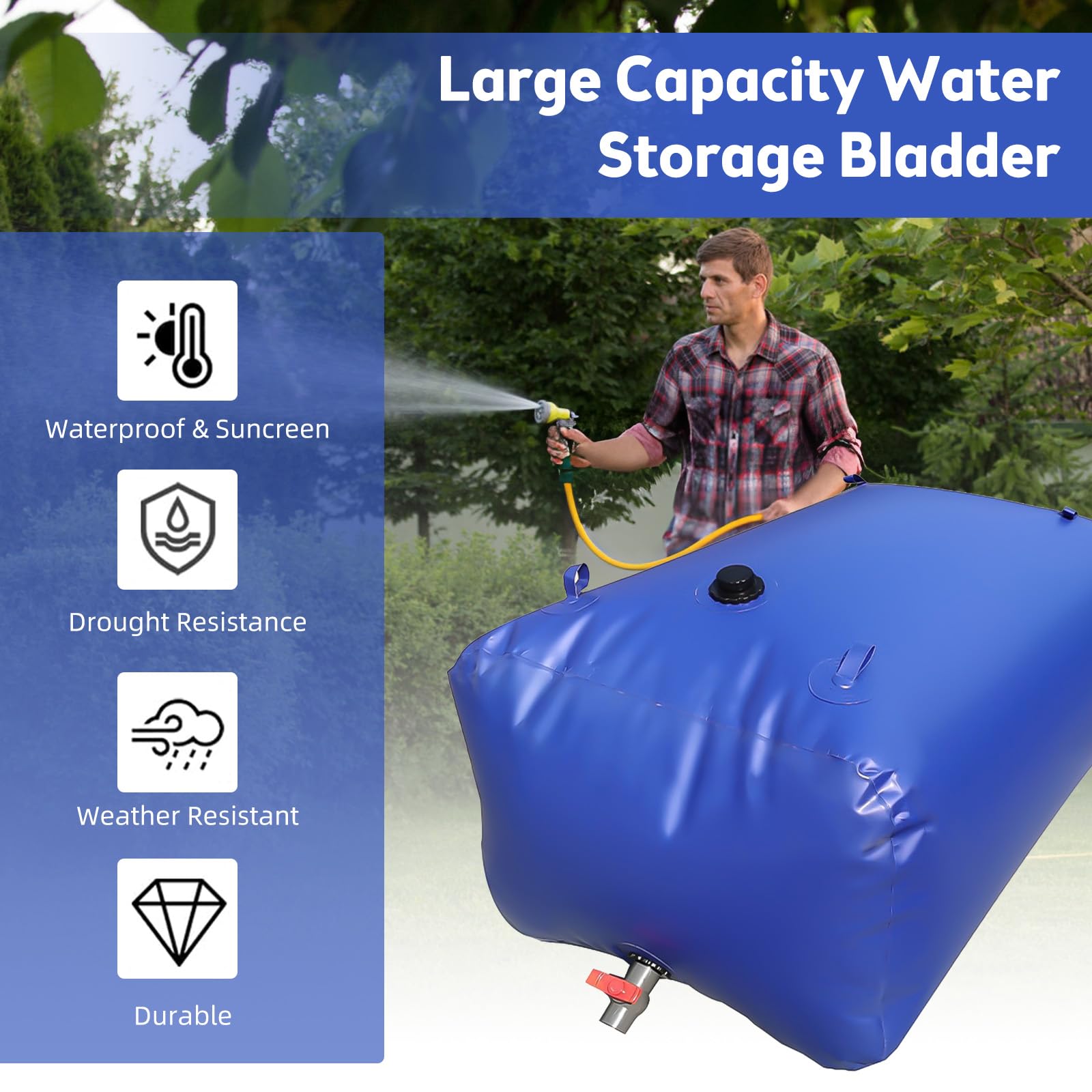 Vasca acquatica ripiegabile ad alta capacità serbatoio acquatico morbido pieghevole e portatile per campeggio giardino emergenze irrigazione agricola siccità