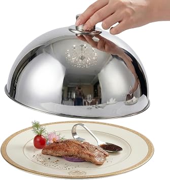Cabilock Stainless Steel Basting Cover, 12.5 Inch Cloche Food Dome Cover for Griddle Cooking, Round Melting Steaming Lid for Home Restaurant Cafe Hotel, Dust and Fly Protection