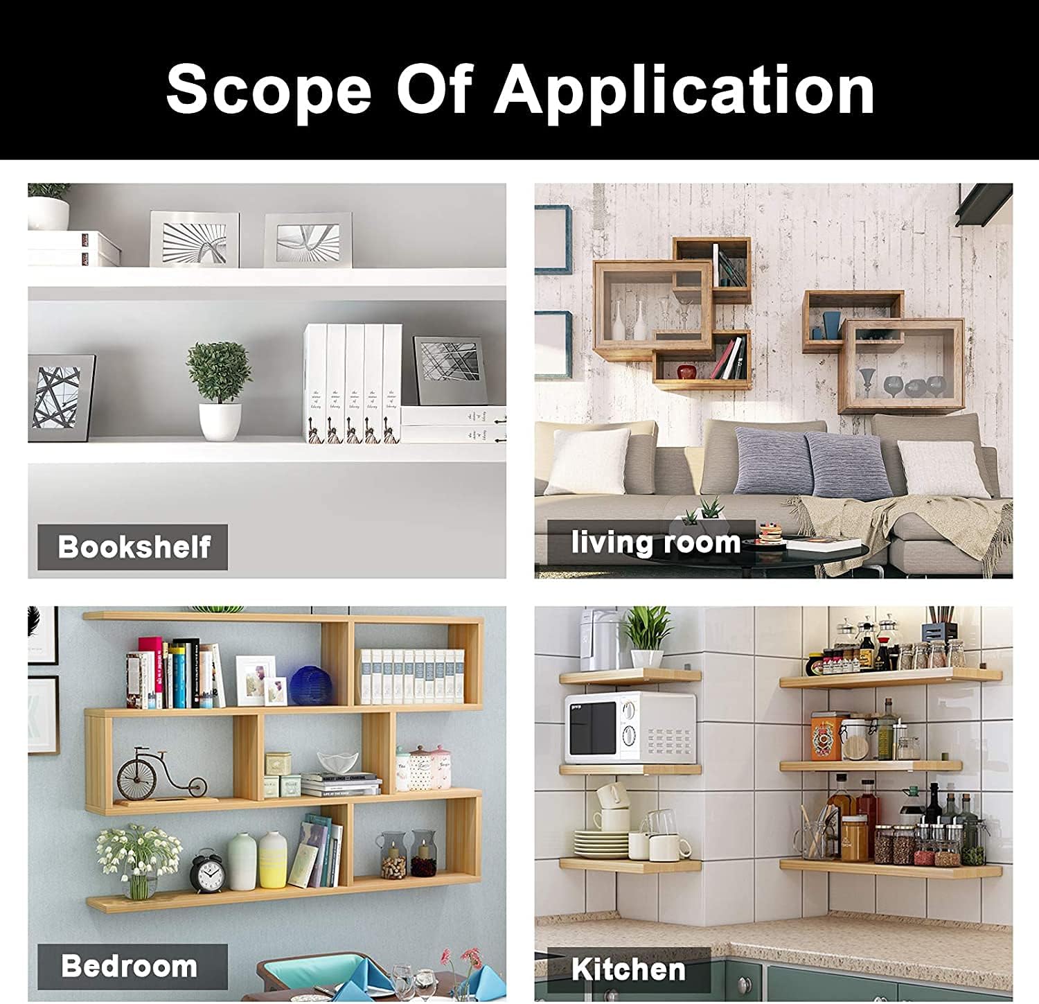 4pcs Floating Shelf Brackets 4 Inch Length Blind Shelf Supports Metal Hidden Concealed Invisible Shelf Support for Wall Shelving Bracket