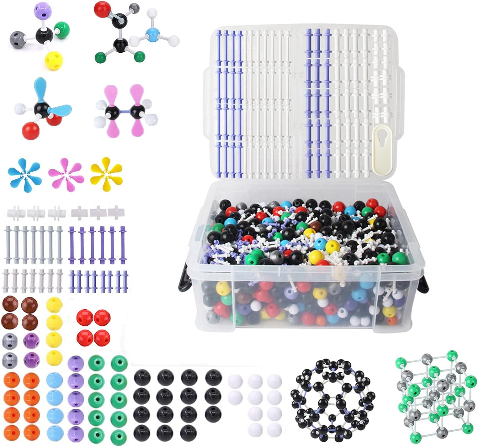 Molecular Model Kit,974 Pcs Molecular and Atomic Model Kit for Organic and Inorganic Chemistry Learning,Chemistry Structure Kit with Atoms,Bonds & Orbitals for Teacher, Student