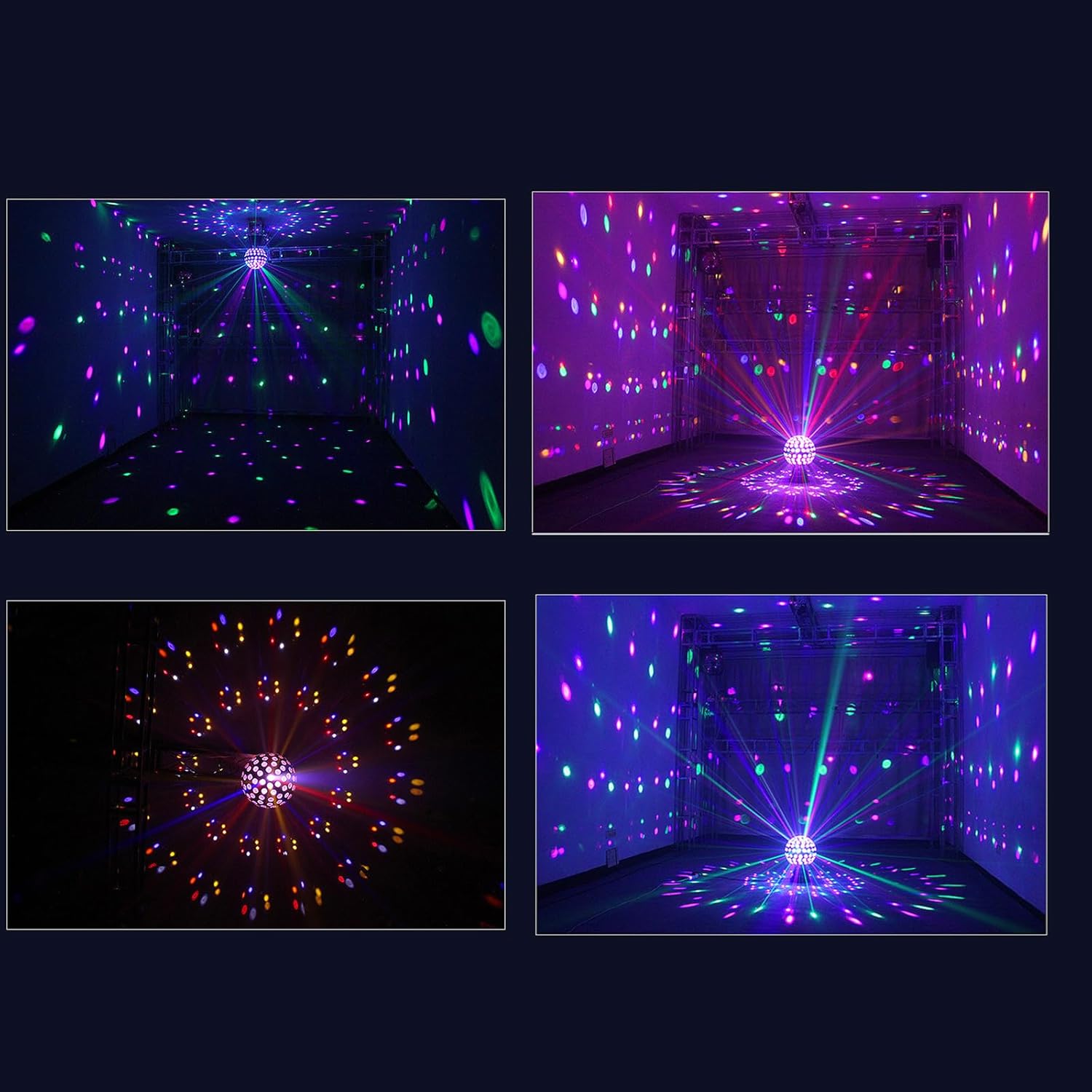 LED Stage Strobe Light, Disco Party Light with Remote Control and 18 Light Beads, 360° Rotatable and Self-propelled/Sound Activated, Bright Rich Colors, for Festival, DJ, Stage, Bar, Club