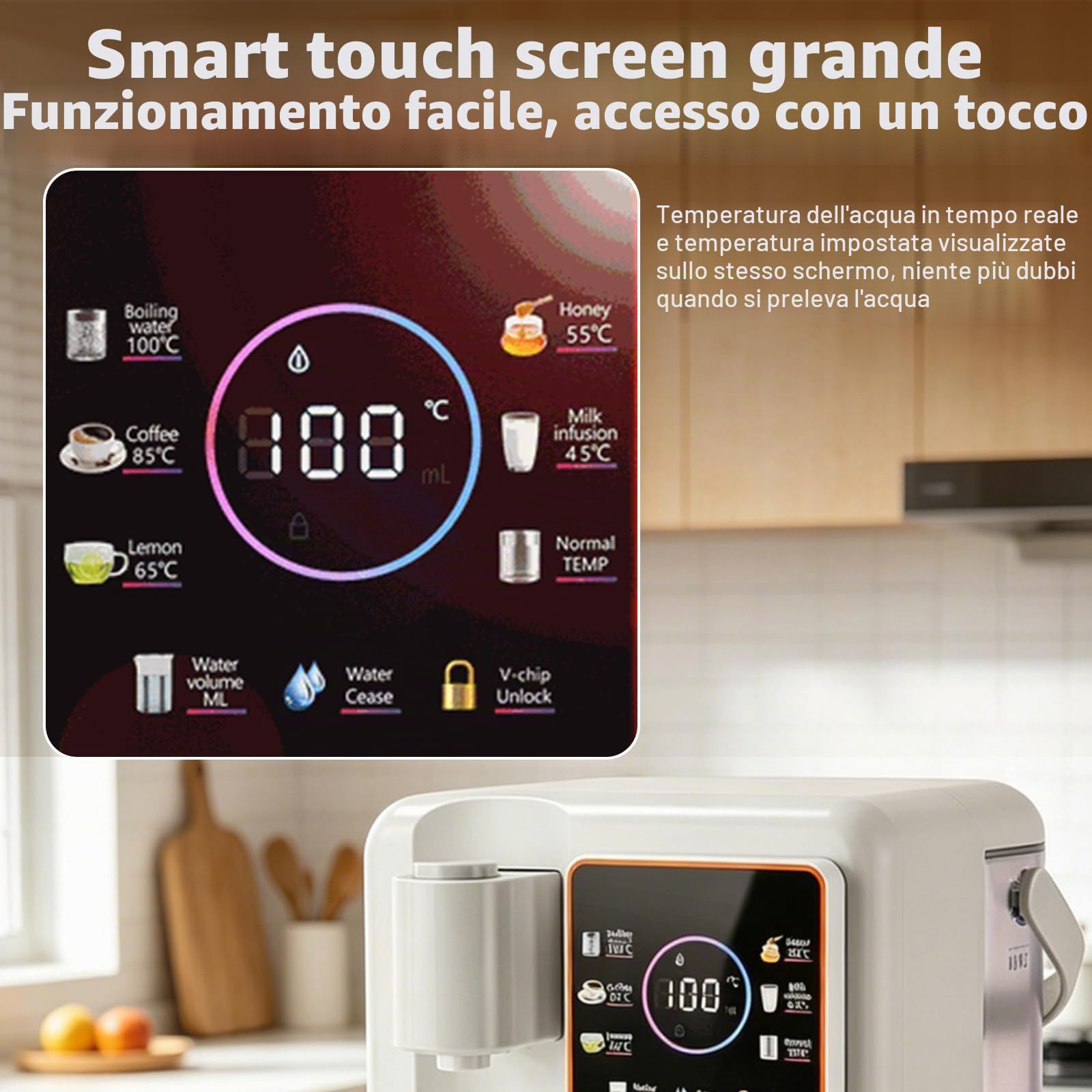 Dispenser di Acqua, Erogatore di Acqua Calda 3,5L con 2 Filtro Digitale Bollitore Elettrico Touch Screen con 6 Preselezioni di Temperatura & 8 Preselezioni di Volume