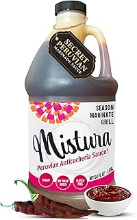 Mistura Peruvian Anticucheria Secret Sauce – Aji Marinade for Grilling, Chicken, Stir Fry, Carne Asada, Roast Beef, Pollo, Fish, Vegetables, Beans & More, 64 oz Bottle, 1/2 Gallon