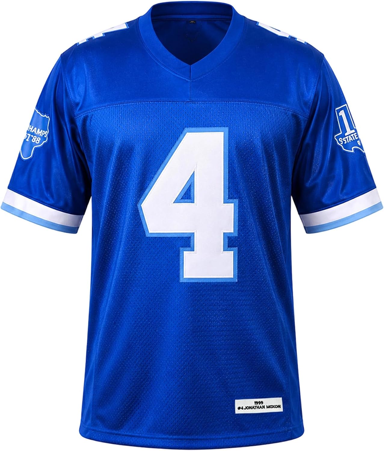 Moxon 4 Football Jersey 90s Movie Theme Shirt for Men,Stitched Letters Numbers Patch White Blue